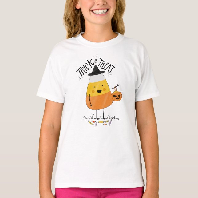 Camiseta Trick o Trek Candy Corn Halloween Crew Shirt (Anverso)