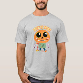 Camiseta Trick o Trek Chico cabeza de calabaza en moto