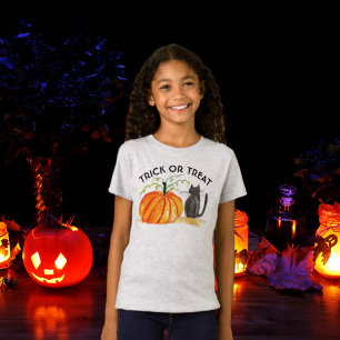 Camiseta Trick o Trek Halloween Calabaza Cuta acuarela