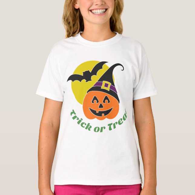 Camiseta Trick o Trek Halloween Calabaza personalizada (Anverso)