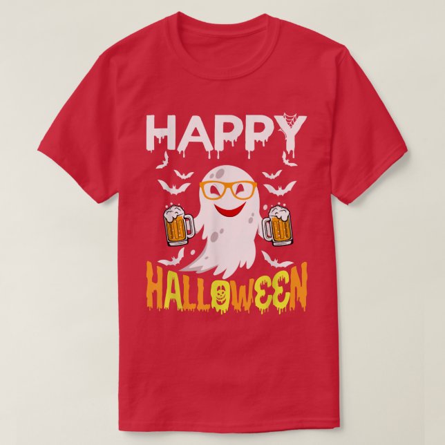 Camiseta Trick O Trek Halloween Shirt Ghost Pumpkin Feliz (Diseño del anverso)
