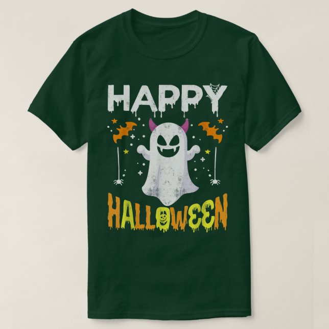 Camiseta Trick O Trek Halloween Shirt Ghost Pumpkin Feliz (Diseño del anverso)