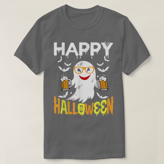 Camiseta Trick O Trek Halloween Shirt Ghost Pumpkin Feliz (Diseño del anverso)