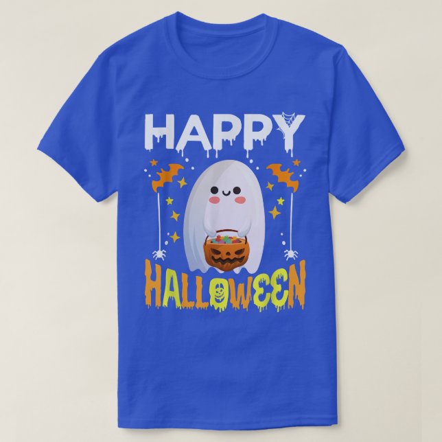 Camiseta Trick O Trek Halloween Shirt Ghost Pumpkin Feliz (Diseño del anverso)