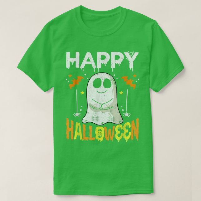 Camiseta Trick O Trek Halloween Shirt Ghost Pumpkin Feliz (Diseño del anverso)