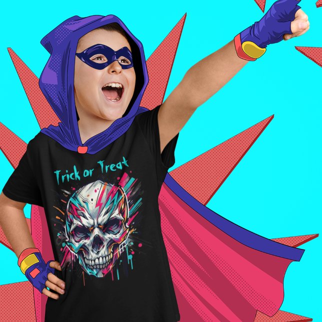 Camiseta Trick o Trek Skull,Resumen, niños Halloween (Subido por el creador)