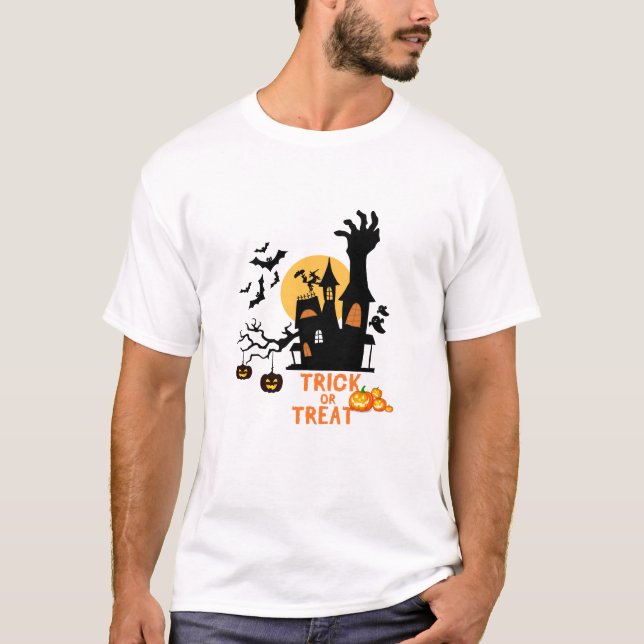 Camiseta Trick o Tremendo hogar embrujado y Halloween Zombi (Anverso)