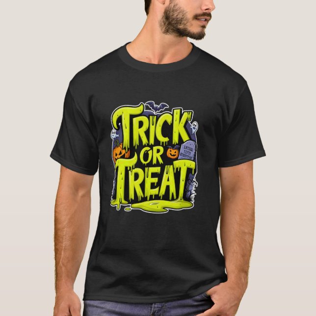 Camiseta Trick o Treoky Spooky Slime Art (Anverso)
