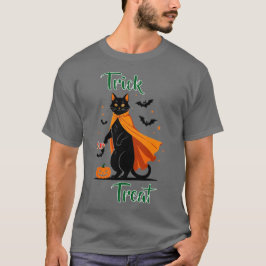 Camiseta Trick o Tret Black Cat Halloween T-Shirt