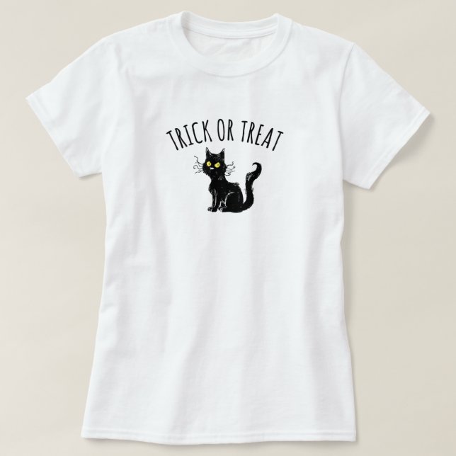 Camiseta Trick o Tret Black Cat T-Shirt (Diseño del anverso)
