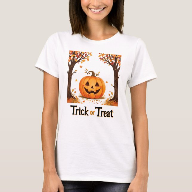 Camiseta Trick o Treth Halloween Jack o'lantern (Anverso)