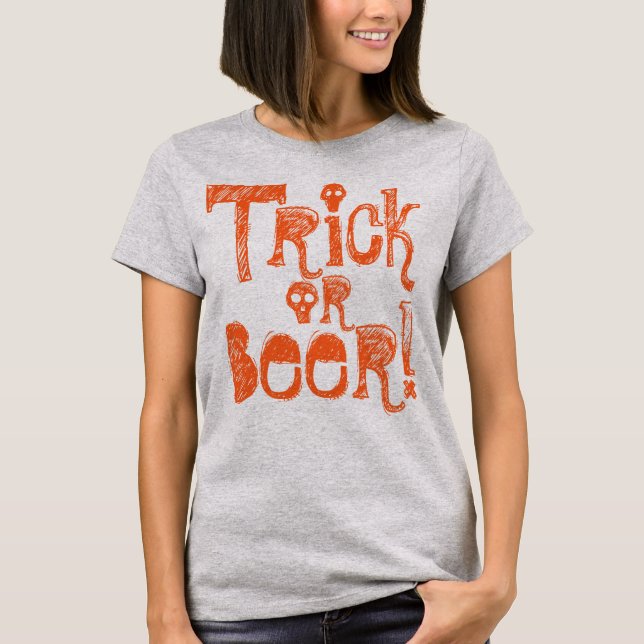 Camiseta Trick or Beer Fun Halloween Slogan (Anverso)