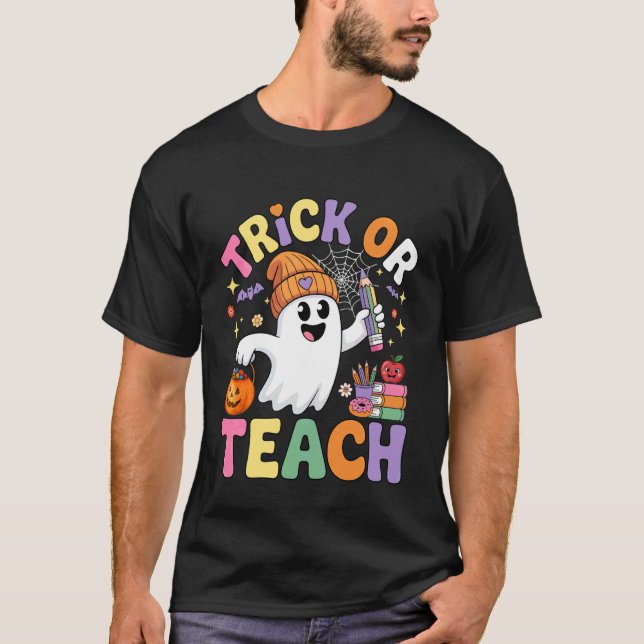Camiseta Trick or Teach Halloween Divertido Profesor Hallow (Anverso)