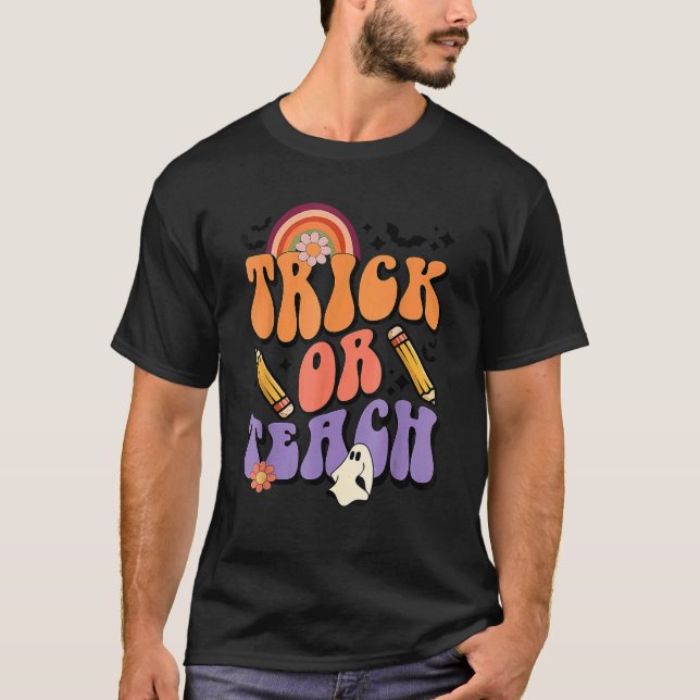 Camiseta Trick Or Teach Retro Fall Halloween Costumes Teach (Anverso)