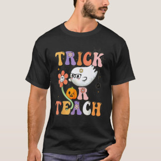 Camiseta Trick Or Teach Retro Groovy Profesor Disfraz De Ha