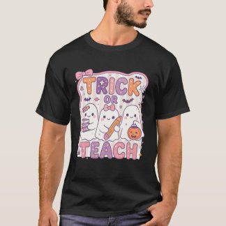 Camiseta Trick or Teach Retro Halloween Teacher Look