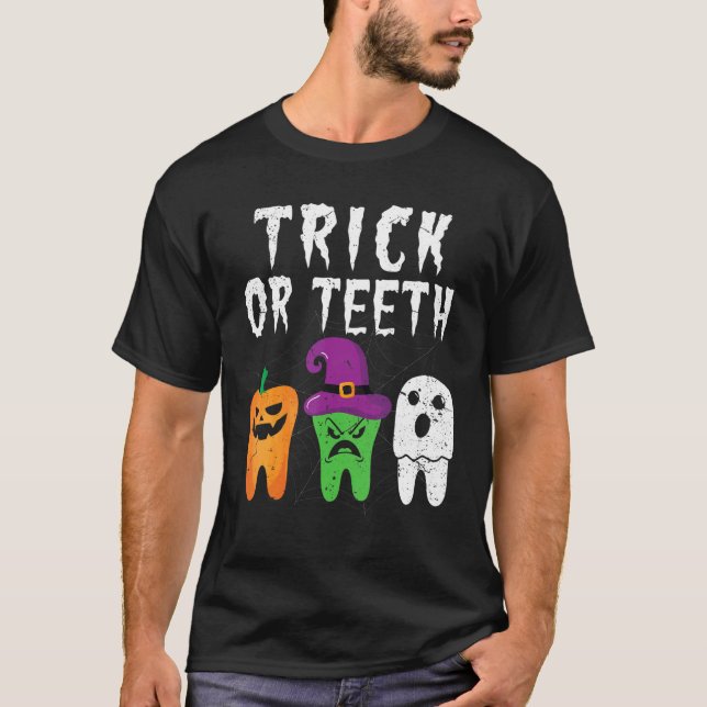 Camiseta Trick Or Teys Funny Halloween Dental Hygienist De (Anverso)