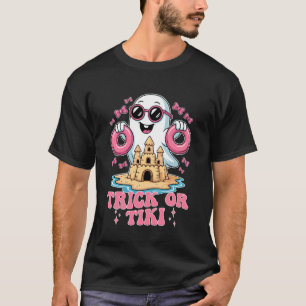 Camiseta Trick Or Tiki Divertido Verano Halloween Gato Fant