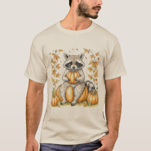 Camiseta Trick or Trashy Raccoon Halloween Calabaza Moderno