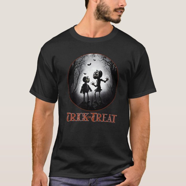 Camiseta Trick or Treat Creepy Children Costumed in Woods   (Anverso)