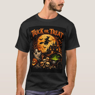 Camiseta Trick or Treat de Halloween negro para hombres