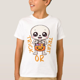 Camiseta Trick or Treat Esqueleto, Niño Esqueleto Halloween