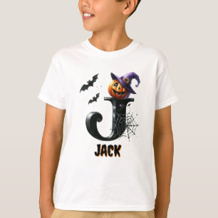 Camiseta Trick or Treat Monograma Inicial J Halloween
