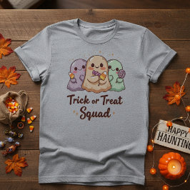 Camiseta Trick or Treat Squad – Cute Kawaii Fantasma de Hal