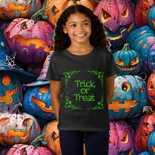 Camiseta Trick or Treat Verde Moco de Halloween