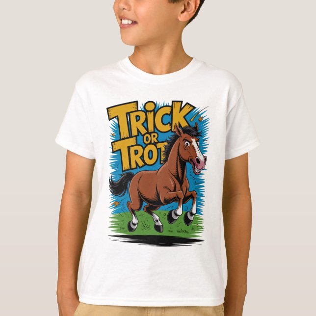 Camiseta Trick or Trot Horse Design for Equestrian Fans (Anverso)