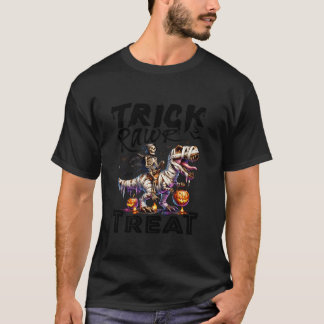 Camiseta Trick Rawr Treat Dinosaurs Skeleton T rex Hallowee