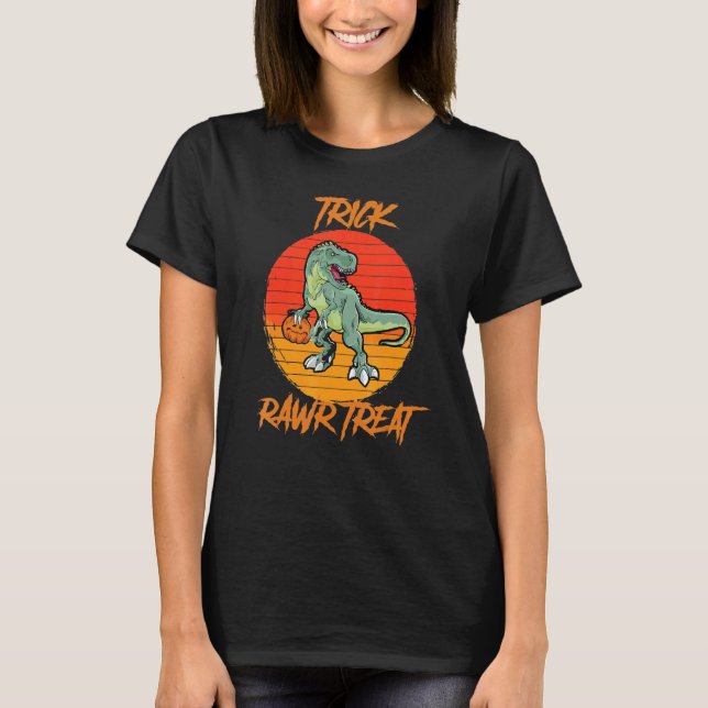 Camiseta Trick Rawr Treat Halloween Rex Dinosaur (Anverso)