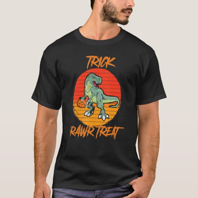 Camiseta Trick Rawr Treat Halloween Rex Dinosaur (Anverso)