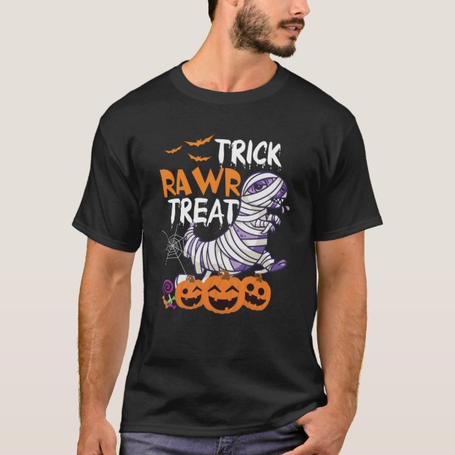 Camiseta Trick Rawr Treat Rex Dinosaur Halloween (Anverso)