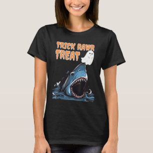 Camiseta Trick Rawr Treat Scary Shark persigue Halloween fa