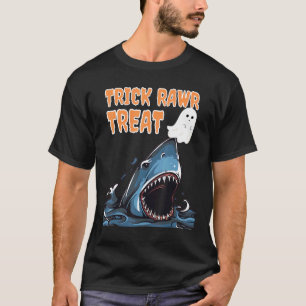 Camiseta Trick Rawr Treat Scary Shark persigue Halloween fa