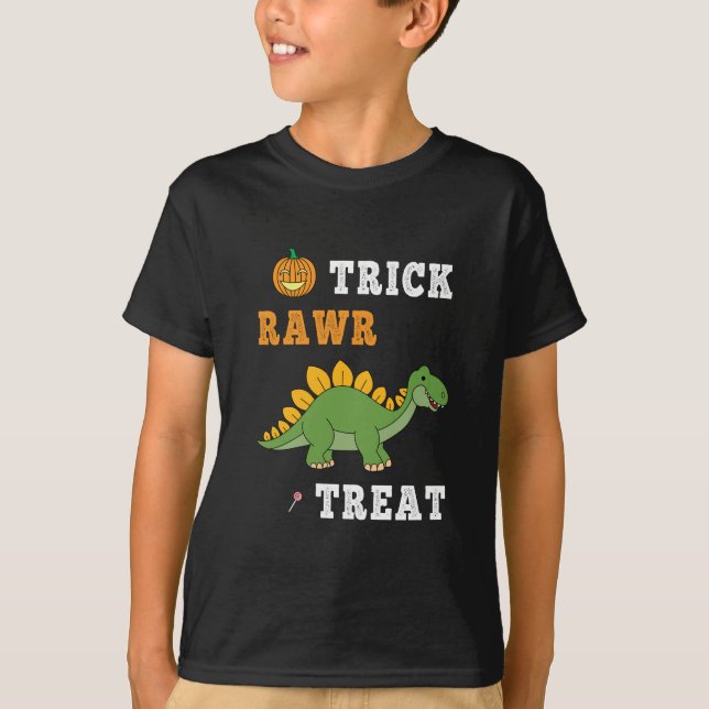 Camiseta Trick Rawr Tret Cute Halloween Stegosaurus Dino (Anverso)