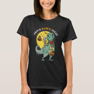 Camiseta Trick Rawr Tret T Rex Dinosaur and Skeleton Kids