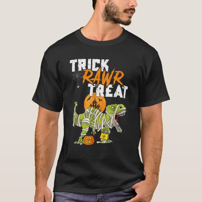 Camiseta Trick Rawr Tret T Rex Dinosaur Mummy Boys Funny H (Anverso)