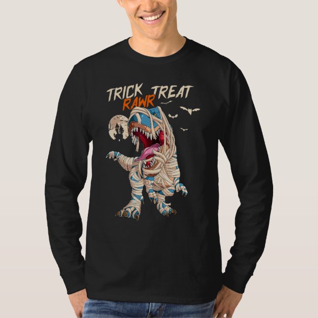 Camiseta Trick Rawr Tret T Rex Dinosaur Mummy Boys Hallow (Anverso)