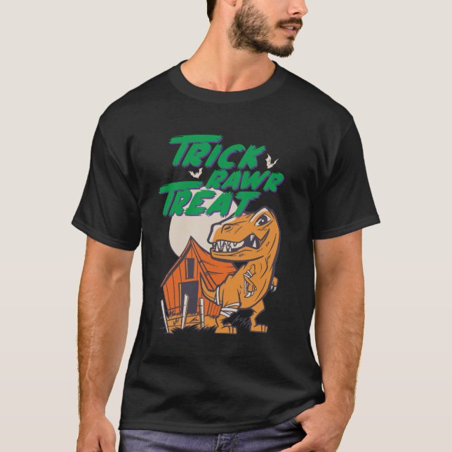 Camiseta Trick Rawr Tret T Rex Funny Halloween Dinosaur (Anverso)