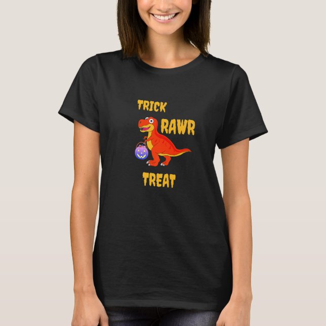 Camiseta Trick Rawr Trick Trick Trick O Treat De Dinosaur H (Anverso)