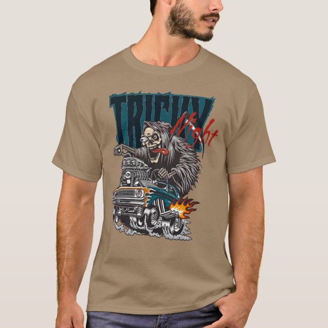 Camiseta Tricky Night Halloween retro (Anverso)