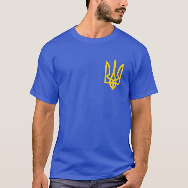 Camiseta Tridente de oro de Ucrania azul (Anverso)