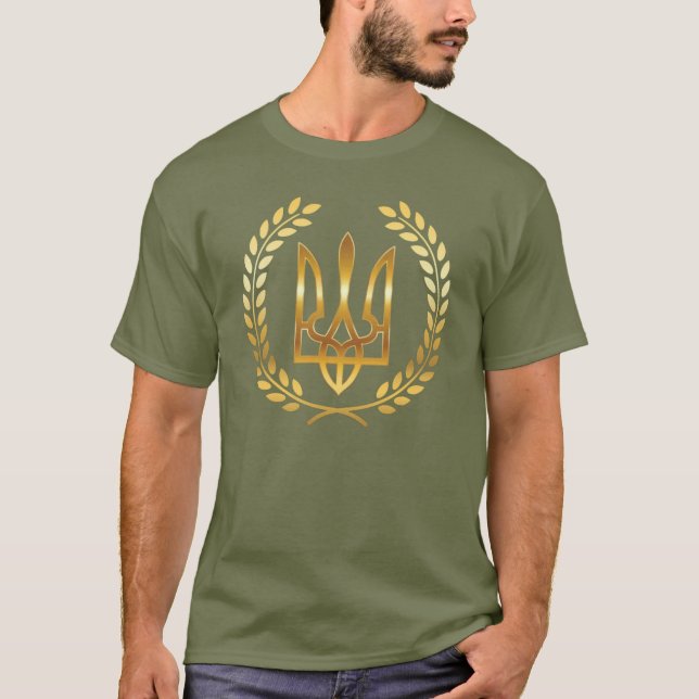 Camiseta Tridente Dorado Guerrero de Ucrania (Anverso)