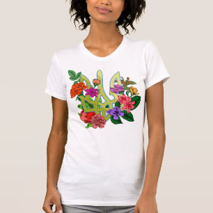 Camiseta tridente tryzub de heráldica ucraniana flores flor