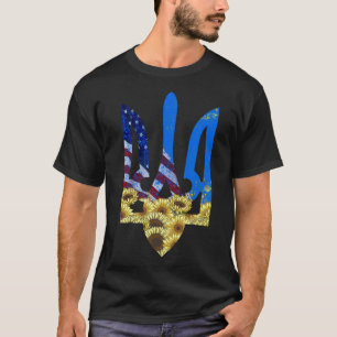 Camiseta Tridente Ucraniano Girasol Bandera Americana Ukrai