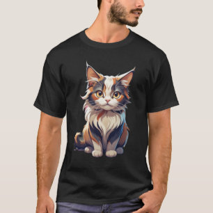 Camiseta Trifecta: gatos marrones, negros y blancos