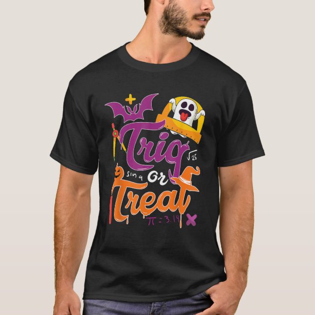 Camiseta Trig  Joke Halloween Trick Or Treat  Math Teacher (Anverso)