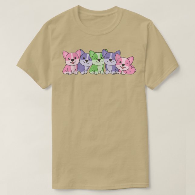 Camiseta Trigender Flag Pride Lgbtq Dog Trigender Corgi  (Diseño del anverso)